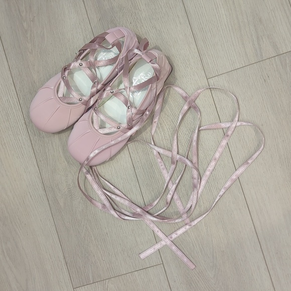 Lolita Lace Up Pink Ballet Flats - Picture 7 of 10